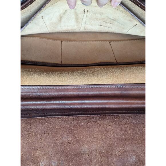 I Medici Italian Leather 2-Way Briefcase Shoulder Bag Red Brown Made in Italy - Picture 11 of 14